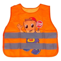 Výstražná reflexní vesta dětská oranžová s potiskem kluka