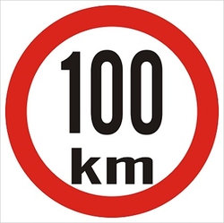 Omezená rychlost 100km/h - plast, 20x20cm