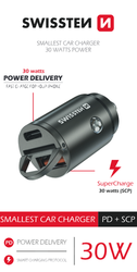 Zástrčka SWISSTEN s USB-C Power Delivery a USB-A Super Charge 3.0 30W, stříbrný, 47682