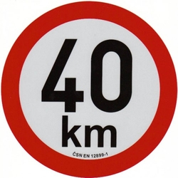 Reflexní samolepka omezení rychlosti 40km, prů. 20cm