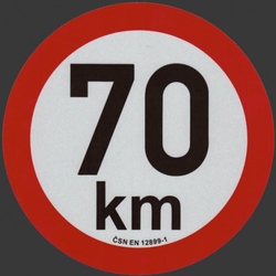 Reflexní samolepka omezení rychlosti 70km, prů. 20cm