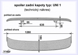 Křídlo zadní spoiler  UNI 1